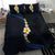 Pacific Hibiscus and Plumeria with Tapa Pattern Bedding Set Dark Blue Color