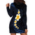 Pacific Hibiscus and Plumeria with Tapa Pattern Hoodie Dress Dark Blue Color