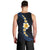 Pacific Hibiscus and Plumeria with Tapa Pattern Men Tank Top Dark Blue Color