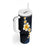 Pacific Hibiscus and Plumeria with Tapa Pattern Tumbler With Handle Dark Blue Color