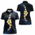 Pacific Hibiscus and Plumeria with Tapa Pattern Women Polo Shirt Dark Blue Color