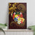 Tonga Ngatu and Hibiscus with Polynesian Tattoo Canvas Wall Art Gold and Oxblood Color