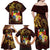 Tonga Ngatu and Hibiscus with Polynesian Tattoo Family Matching Off Shoulder Maxi Dress and Hawaiian Shirt Gold and Oxblood Color