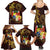 Tonga Ngatu and Hibiscus with Polynesian Tattoo Family Matching Summer Maxi Dress and Hawaiian Shirt Gold and Oxblood Color