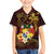 Tonga Ngatu and Hibiscus with Polynesian Tattoo Kid Hawaiian Shirt Gold and Oxblood Color