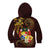 Tonga Ngatu and Hibiscus with Polynesian Tattoo Kid Hoodie Gold and Oxblood Color