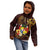 Tonga Ngatu and Hibiscus with Polynesian Tattoo Kid Hoodie Gold and Oxblood Color