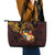 Tonga Ngatu and Hibiscus with Polynesian Tattoo Leather Tote Bag Gold and Oxblood Color