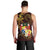 Tonga Ngatu and Hibiscus with Polynesian Tattoo Men Tank Top Gold and Oxblood Color