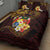 Tonga Ngatu and Hibiscus with Polynesian Tattoo Quilt Bed Set Gold and Oxblood Color