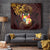 Tonga Ngatu and Hibiscus with Polynesian Tattoo Tapestry Gold and Oxblood Color