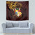 Tonga Ngatu and Hibiscus with Polynesian Tattoo Tapestry Gold and Oxblood Color