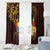 Tonga Ngatu and Hibiscus with Polynesian Tattoo Window Curtain Gold and Oxblood Color