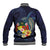 Tonga Vava'u Humpback Whale Blue Water Baseball Jacket Polynesian Hibiscus Flowers