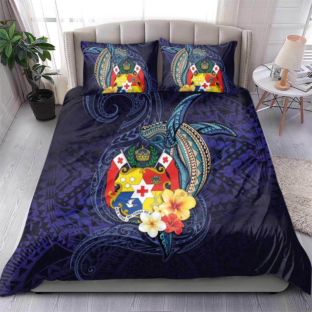 Tonga Vava'u Humpback Whale Blue Water Bedding Set Polynesian Hibiscus Flowers LT03 - Polynesian Pride