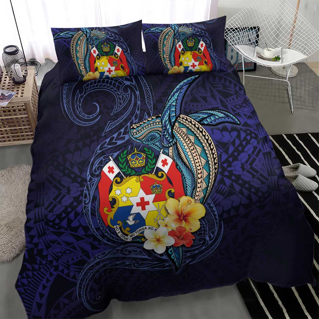 Tonga Vava'u Humpback Whale Blue Water Bedding Set Polynesian Hibiscus Flowers LT03 - Polynesian Pride