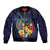 Tonga Vava'u Humpback Whale Blue Water Bomber Jacket Polynesian Hibiscus Flowers