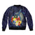 Tonga Vava'u Humpback Whale Blue Water Bomber Jacket Polynesian Hibiscus Flowers