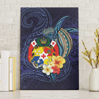 Tonga Vava'u Humpback Whale Blue Water Canvas Wall Art Polynesian Hibiscus Flowers LT03 Without Frame Blue - Polynesian Pride