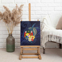 Tonga Vava'u Humpback Whale Blue Water Canvas Wall Art Polynesian Hibiscus Flowers LT03 - Polynesian Pride