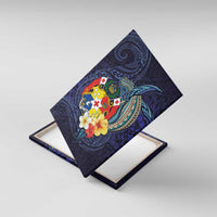 Tonga Vava'u Humpback Whale Blue Water Canvas Wall Art Polynesian Hibiscus Flowers LT03 With Frame Blue - Polynesian Pride