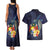 Tonga Vava'u Humpback Whale Blue Water Couples Matching Tank Maxi Dress and Hawaiian Shirt Polynesian Hibiscus Flowers