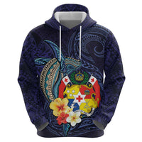 Tonga Vava'u Humpback Whale Blue Water Hoodie Polynesian Hibiscus Flowers LT03 - Polynesian Pride