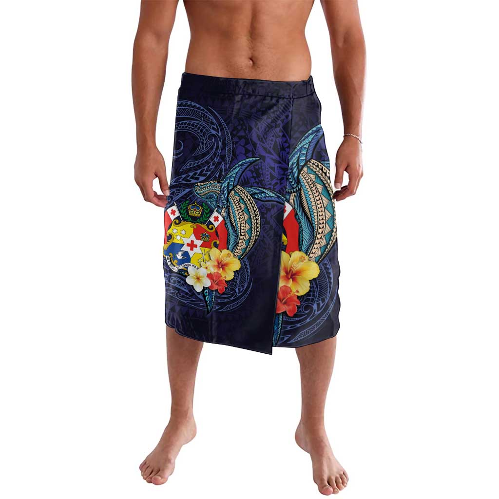 Tonga Vava'u Humpback Whale Blue Water Lavalava Polynesian Hibiscus Flowers LT03 Blue - Polynesian Pride