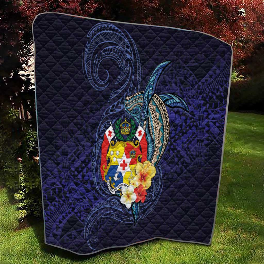 Tonga Vava'u Humpback Whale Blue Water Quilt Polynesian Hibiscus Flowers LT03 - Polynesian Pride