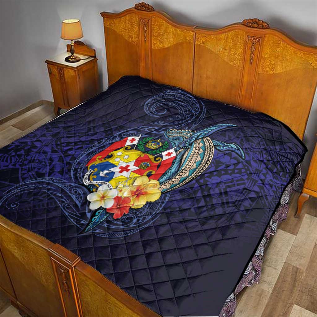 Tonga Vava'u Humpback Whale Blue Water Quilt Polynesian Hibiscus Flowers LT03 - Polynesian Pride