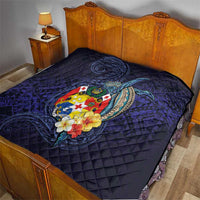 Tonga Vava'u Humpback Whale Blue Water Quilt Polynesian Hibiscus Flowers LT03 - Polynesian Pride