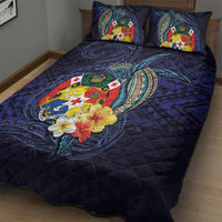 Tonga Vava'u Humpback Whale Blue Water Quilt Bed Set Polynesian Hibiscus Flowers LT03 - Polynesian Pride