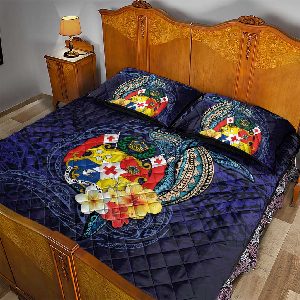 Tonga Vava'u Humpback Whale Blue Water Quilt Bed Set Polynesian Hibiscus Flowers LT03 - Polynesian Pride