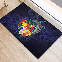 Tonga Vava'u Humpback Whale Blue Water Rubber Doormat Polynesian Hibiscus Flowers LT03 - Polynesian Pride