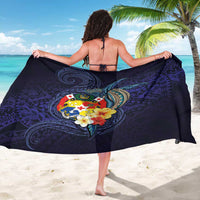 Tonga Vava'u Humpback Whale Blue Water Sarong Polynesian Hibiscus Flowers LT03 - Polynesian Pride