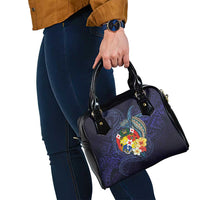 Tonga Vava'u Humpback Whale Blue Water Shoulder Handbag Polynesian Hibiscus Flowers LT03 - Polynesian Pride