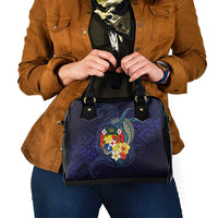 Tonga Vava'u Humpback Whale Blue Water Shoulder Handbag Polynesian Hibiscus Flowers LT03 - Polynesian Pride
