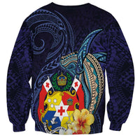Tonga Vava'u Humpback Whale Blue Water Sweatshirt Polynesian Hibiscus Flowers LT03 - Polynesian Pride