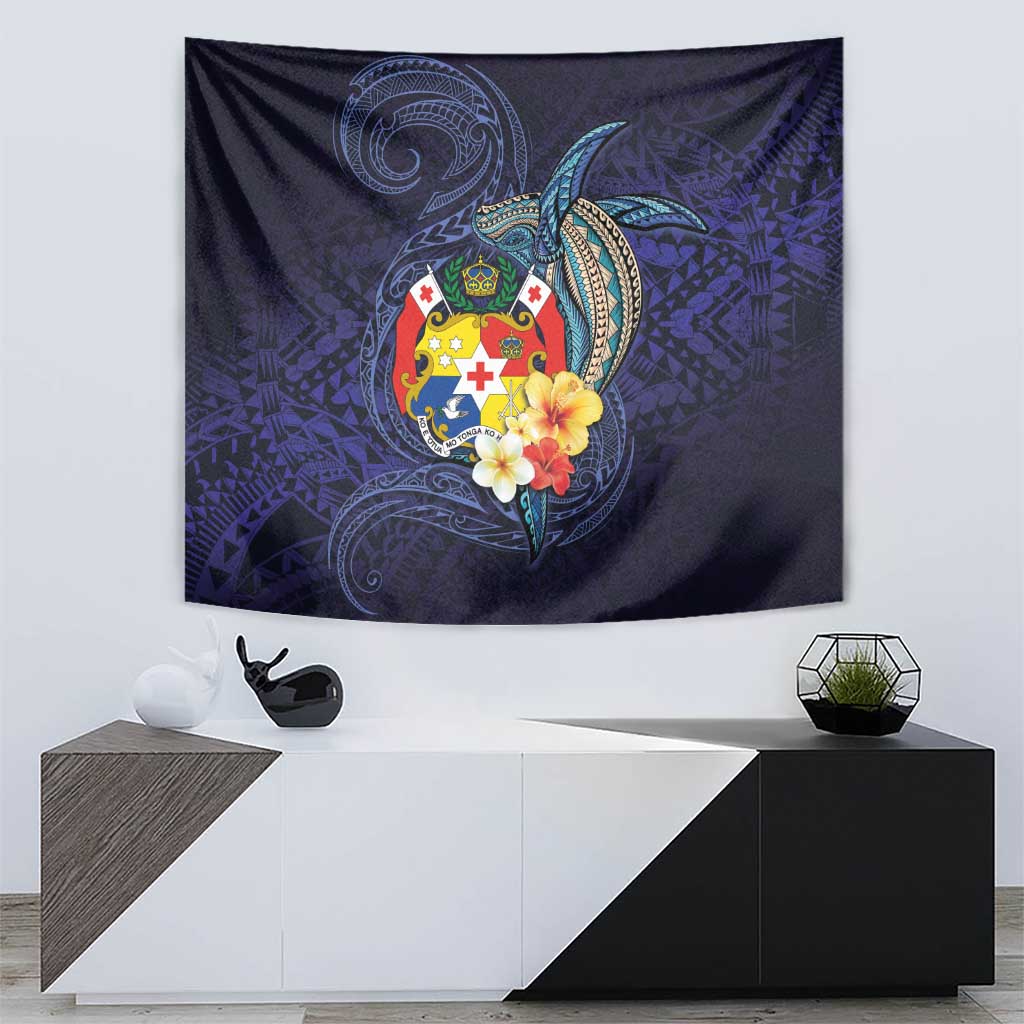Tonga Vava'u Humpback Whale Blue Water Tapestry Polynesian Hibiscus Flowers LT03 - Polynesian Pride