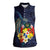 Tonga Vava'u Humpback Whale Blue Water Women Sleeveless Polo Shirt Polynesian Hibiscus Flowers