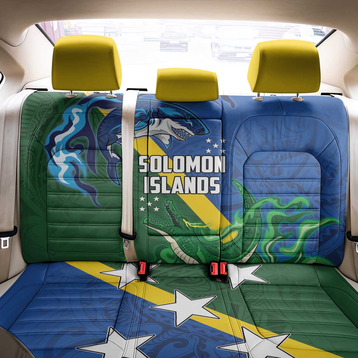 Solomon Islands Polynesian Tribal Shark and Crocodile Back Car Seat Cover LT03 - Polynesian Pride