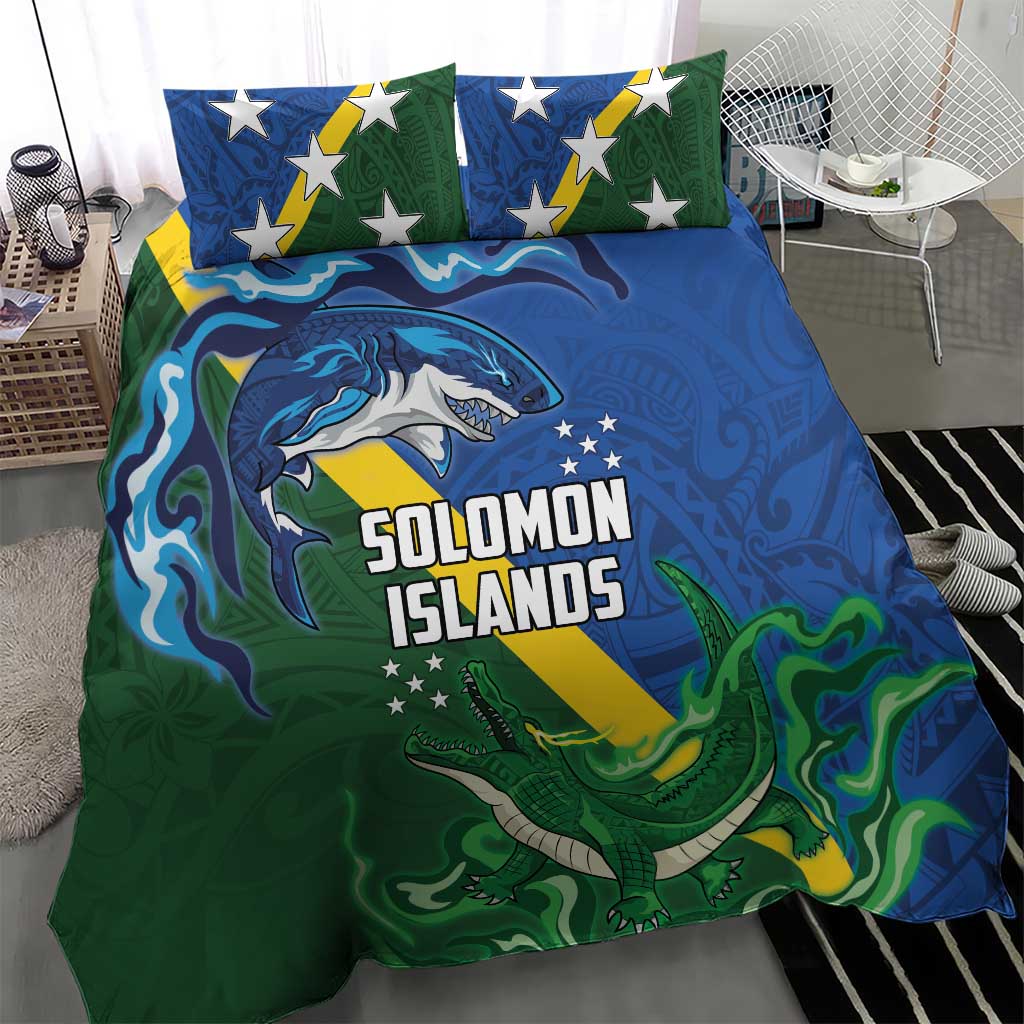 Solomon Islands Polynesian Tribal Shark and Crocodile Bedding Set LT03 - Polynesian Pride