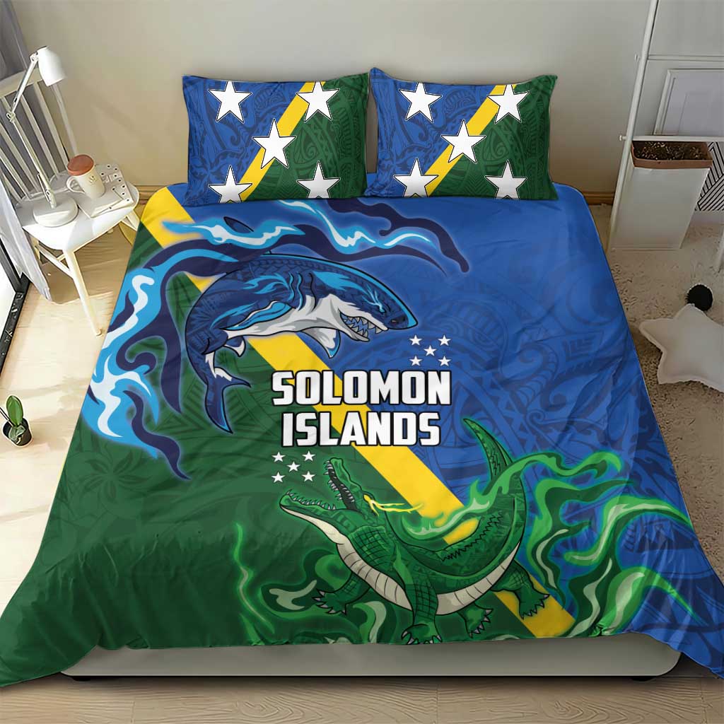 Solomon Islands Polynesian Tribal Shark and Crocodile Bedding Set LT03 - Polynesian Pride