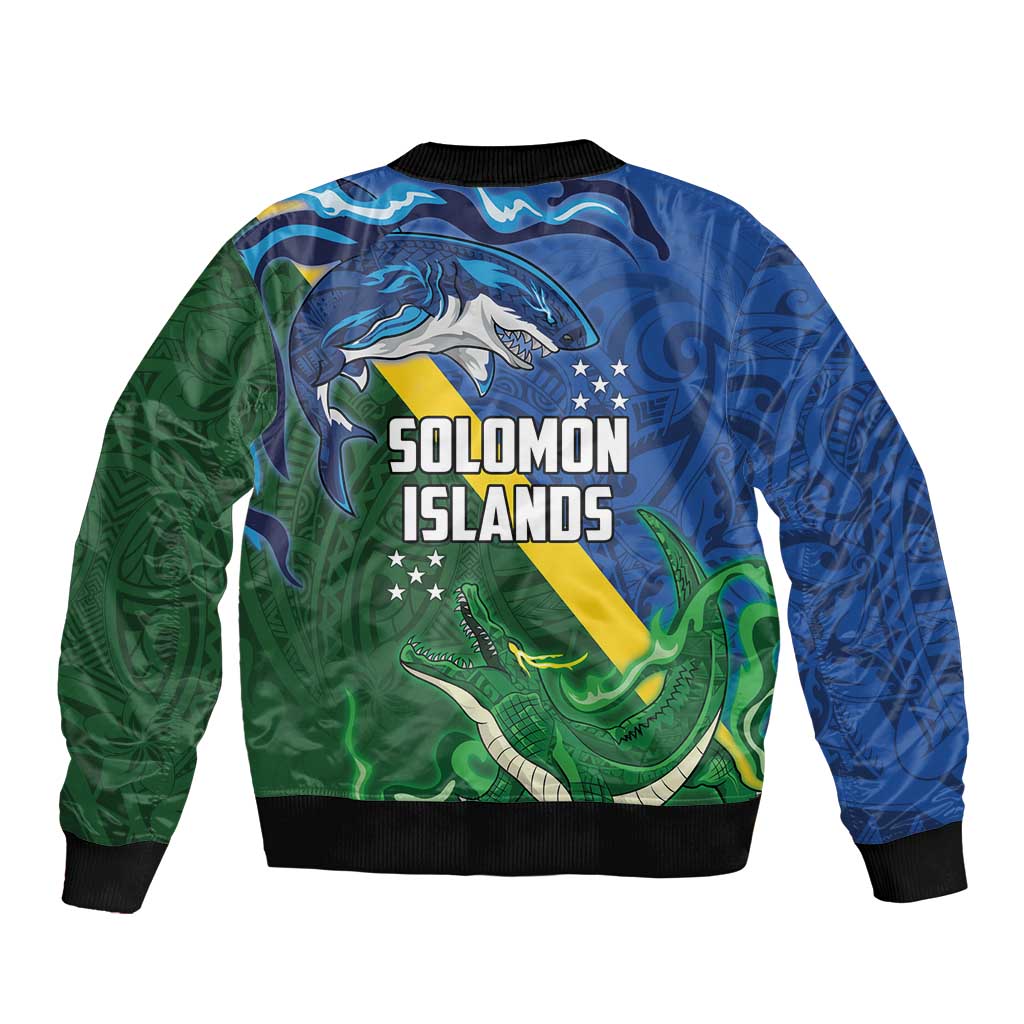 Solomon Islands Polynesian Tribal Shark and Crocodile Bomber Jacket LT03 - Polynesian Pride