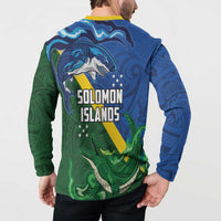 Solomon Islands Polynesian Tribal Shark and Crocodile Button Sweatshirt LT03 - Polynesian Pride