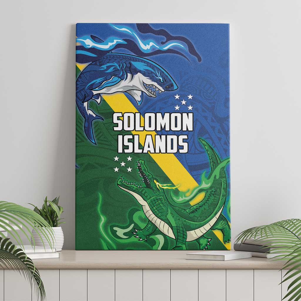 Solomon Islands Polynesian Tribal Shark and Crocodile Canvas Wall Art LT03 - Polynesian Pride
