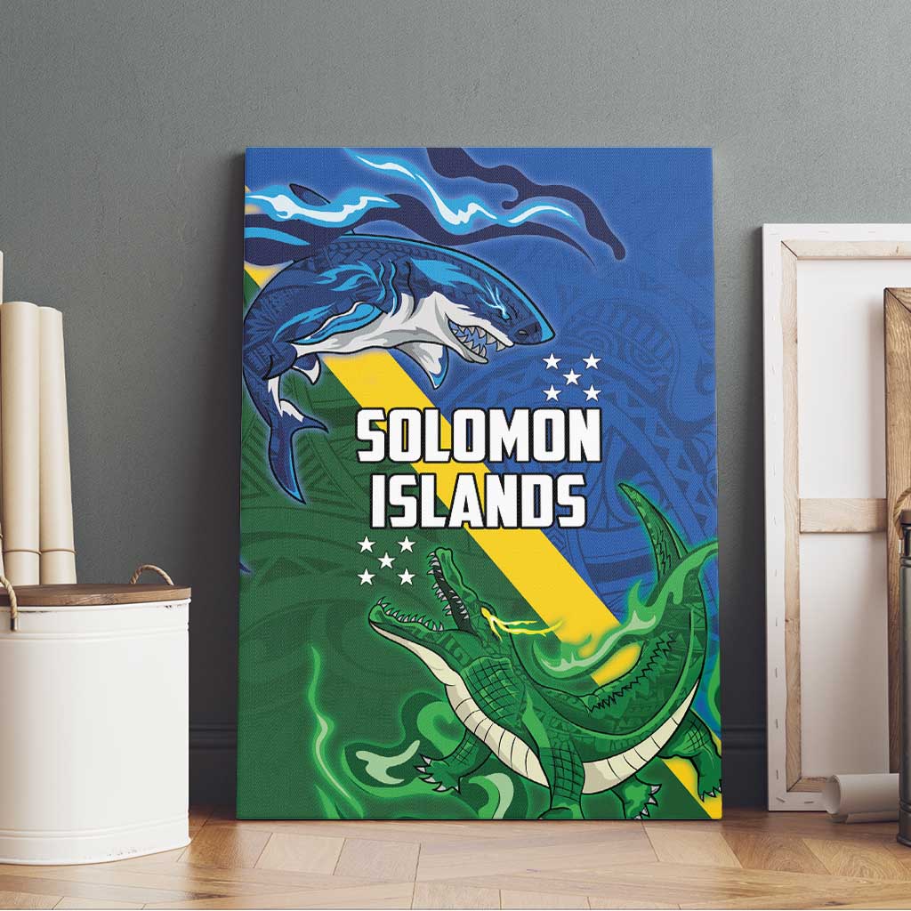 Solomon Islands Polynesian Tribal Shark and Crocodile Canvas Wall Art LT03 - Polynesian Pride