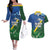 Solomon Islands Polynesian Tribal Shark and Crocodile Couples Matching Off The Shoulder Long Sleeve Dress and Hawaiian Shirt