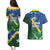 Solomon Islands Polynesian Tribal Shark and Crocodile Couples Matching Puletasi and Hawaiian Shirt