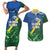 Solomon Islands Polynesian Tribal Shark and Crocodile Couples Matching Short Sleeve Bodycon Dress and Hawaiian Shirt